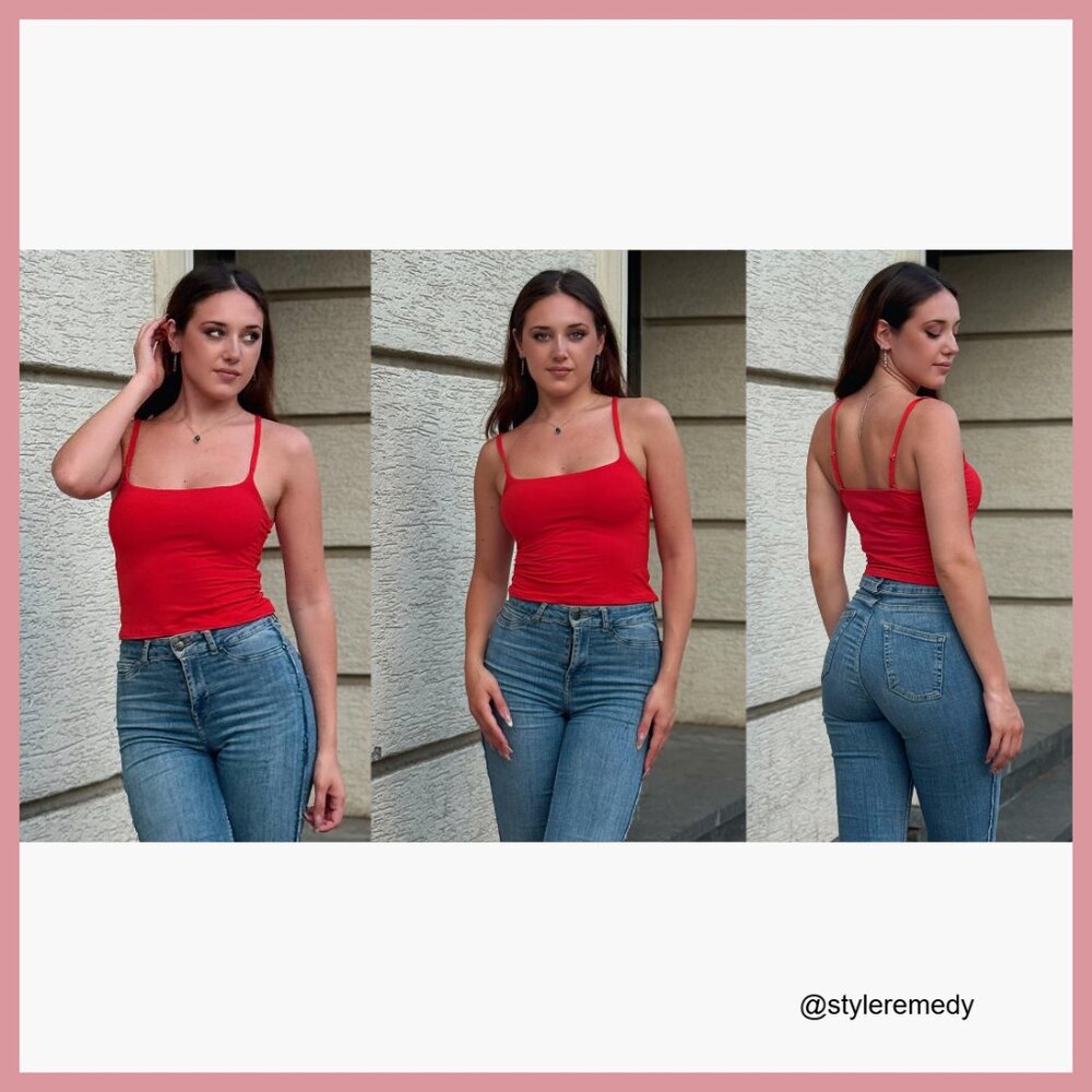 Double Lined Square Neck Spaghetti Strap Camisole… - image 7